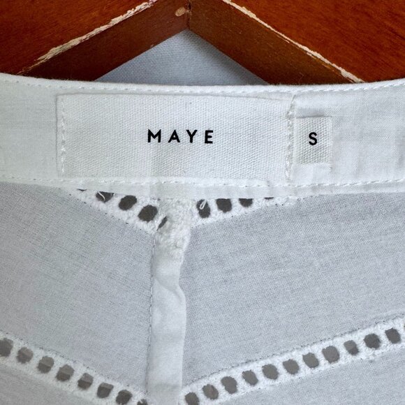 Maye The Fleur Cotton White Eyelet Embroidered 3/4 Ballon Sleeve Blouse Small - Picture 12 of 14